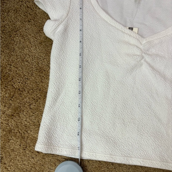 Anthropologie Scoop Neck Rushed White Crop Top Size Small New With Tag - Picture 8 of 8